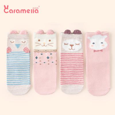 China Viable Cartoon Pattern Cute Youth Kids Socks Crew Cotton Girls Caramella Socks 3 Pairs for sale