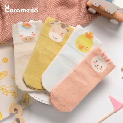 China Caramella Baby Seamless Kids Toddler Unisex Warm Cotton Socks Cute Farm Animal Pattern Crew Socks for sale