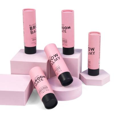 China Eco Friendly Recycled Materials Custom Printed Pink Cosmetic Wick Brow Conditioner Gift Cardboard Lift Up Paper Tubes for sale