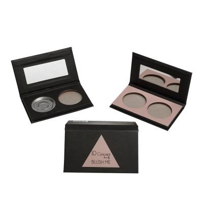 China Firstsail Waterproof Customized Paper Cardboard Eyeshadow Compact 2 Pans Empty Magnetic Eyeshadow Palette With Mirror for sale