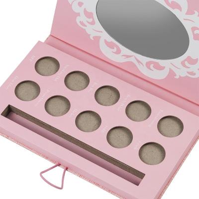 China Waterproof Luxury High Quality Cardboard Pink Luxury Makeup Eyeshadow Palette Label Empty Magnetic Eyeshadow Book for sale