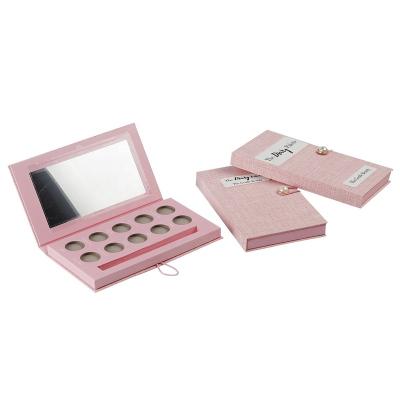 China 10 Pans Waterproof Luxury Paper Cardboard Makeup Empty Magnetic Eyeshadow Palette Pink Eyeshadow Palette for sale