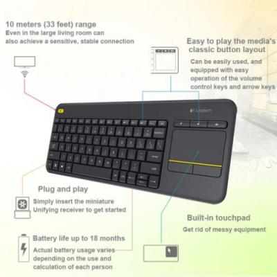 China Skype Logitech K400 Notebook Laptop PC Plus Touch Wireless Keyboard For PC TV for sale