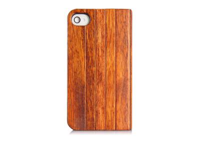 China Handmade iPhone 4 / 4s Protector Case , Real Wood & Leather Folio Cases Black / White / Red for sale