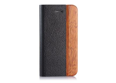 China Rosewood and Brown Lychee Leather Phone Case Waterproof and Shock Resistant for sale