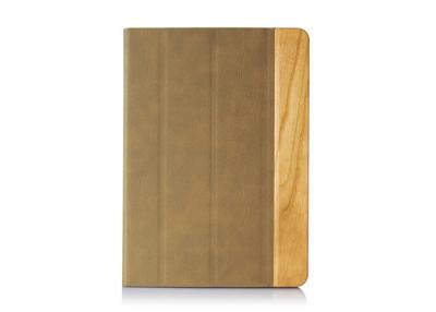 China Stand Wood and Leather Universal iPad 4 Leather Folio Case For iPad 2 / 3 / 4 Protection for sale