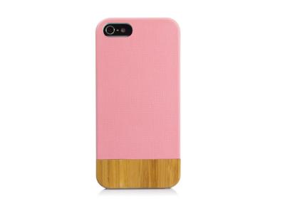 China Pink Leather iPhone 5 Wooden Back Case / protective phone cases for iphone for sale