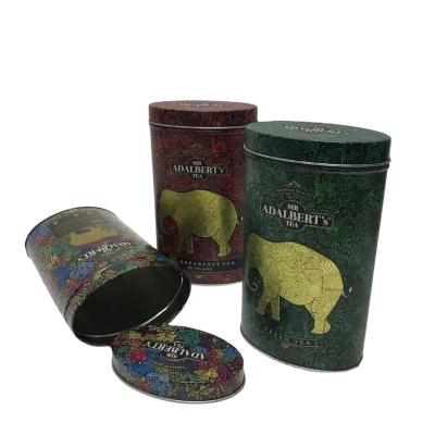 China Southeast Asian Metal Packing Tin Box For Coffee A de Cutom Logo Tin Can Oval Shape Food Elephant Style for sale