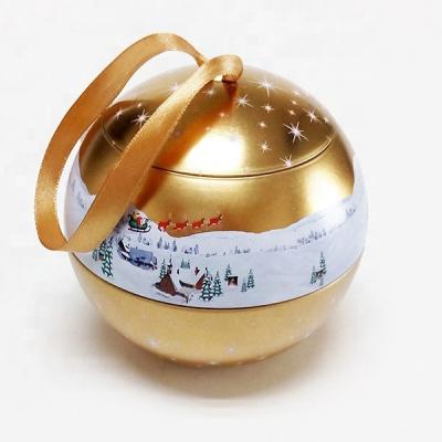 China Decorative Small Size Spherical Shape Candy Tin Box Ball Shape Tin Box for sale