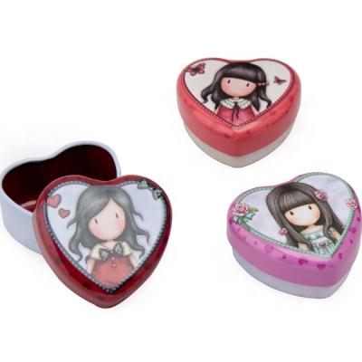 China Food grade tinbox mini heart shape cute and lovely box mint tin metal tin packing box for sale