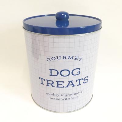 China Hot Tour Tin Logo Pet Food Packing Container Customized Tin Can With Handle Lid for sale