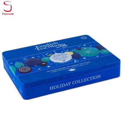 China Custom Empty Red Tea Retangular Tea Tin Box Red Tea Tin Container for sale