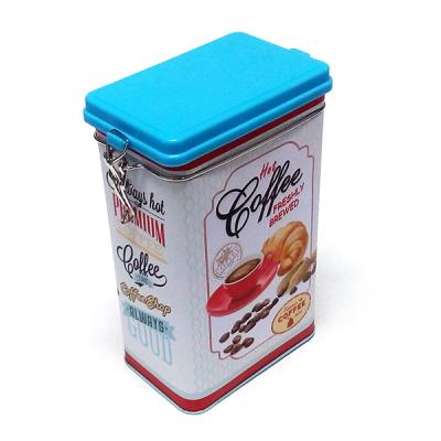 China Rectangular Tin Box Coffee Packing Airtight Food Tin Storage Containers for sale