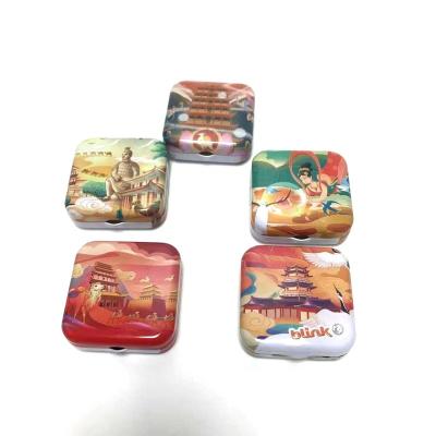 China Hotsale Antique Chinese Mythology Tin Packaging Small Square Box Packaging Sweet Candy Pill Tin Box Custom Good Condition for sale