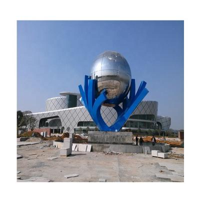 China Customized Durable Modern Stainless Steel Large Hand Sphere Abstract Globe Sculpture Customized Sculpture For Outdoor Decoration for sale