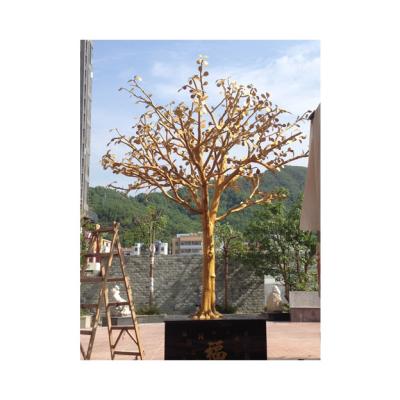 China Large Durable Modern Outdoor Decoration Antique Cast Bronze Lucky Tree Sculpture For Garden Decoration for sale