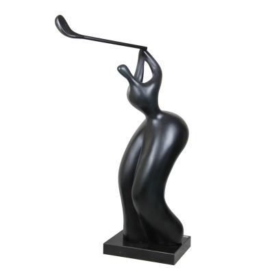 China Durable Modern Famous Abstract Life Size Copper Female Golf Player Sculpture For Sale for sale