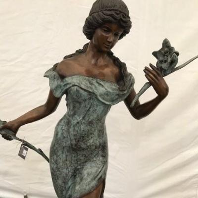 China Durable Modern Outdoor Life Size Garden Bronze Fountain Statue Casting Female Sculpture For Garden Decoration for sale