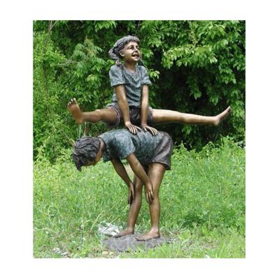 China Moden Boy And Girl Durable High Quality Outdoor Life Size Bronze Statue For Sale for sale