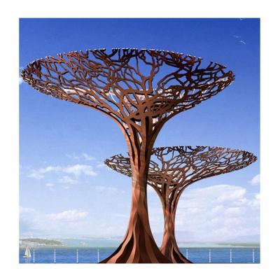 China Customized outdoor landscape huge famous modern durable decorative corten steel metal abstract tree sculpture for garden decor for sale