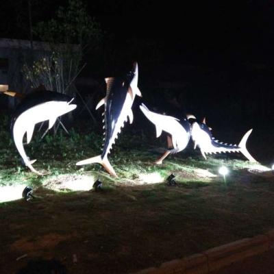 China Europe Famous Modern High Quality Art Resin Tuna Sculpture Fiberglass Fishes Life Size Statue For Garden Decoration for sale