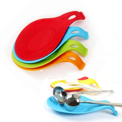 China Viable Heat Resistant Silicone Spoon Rest Nonstick Kitchen Utensil Spatula Holder for sale