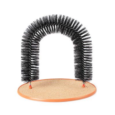 China Pet Grooming Arch Scratcher Sustainable Toy Self Grooming Brush and Cat Toy Massager with Scratching Board for sale