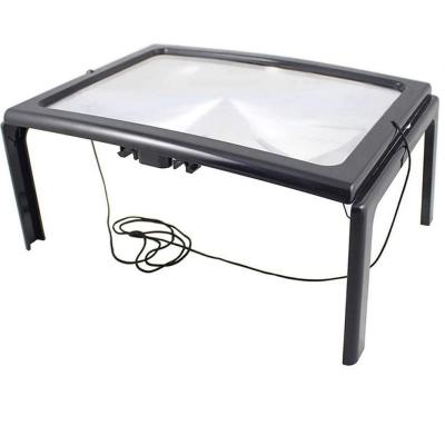 China Magnifying Glass Full Leaf Reading Plastic Desk Magnifier with LED Lights for sale