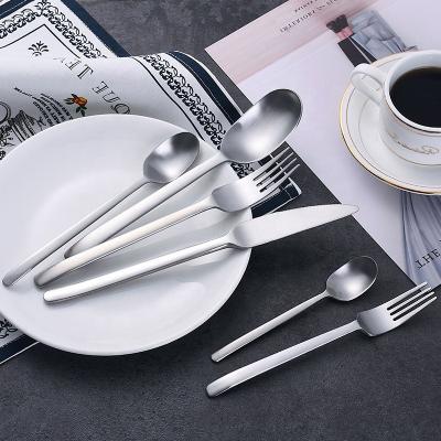 China Viable new products for unique design 2022 stainless steel flatware set matte polished home spoons forks knives flatware silverware set for sale