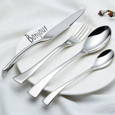 China Viable KAYA Stainless Steel Fork Spoon Knife Set Silver Modern Mirror Polished Flatware Restaurant Silverware Cubicles Cutlery Sets for sale