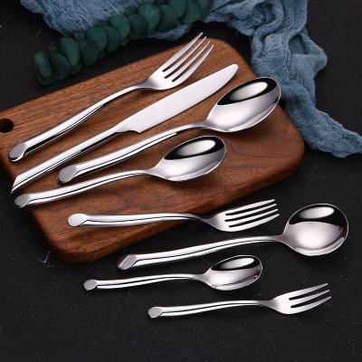 China Restaurant Hotel Bevel Handle Mirror Silverware Premium Steel Set 304 Stainless Steel Cutlery Sets Nordic Viable High Quality Flatware Sets for sale