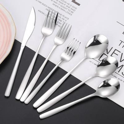 China Sustainable Bulk High Quality Korean Flatware Set 18/10 Stainless Steel Flatware Sets Wedding Restaurant Silver Mirror Polished Silverware for sale