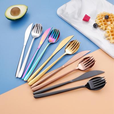 China Sustainable Manufacturer 18/10 Korean Stainless Steel Cutlery Set PVD Plated Mirror Polished Silverware Restaurant Flatware Sets Spoon Fork for sale