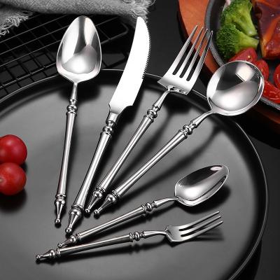 China Viable High Quality Royal Style Restaurant Flatware For Wedding Silverware Sets Vintage 18/10 Stainless Steel Mirror Cutlery Set for sale