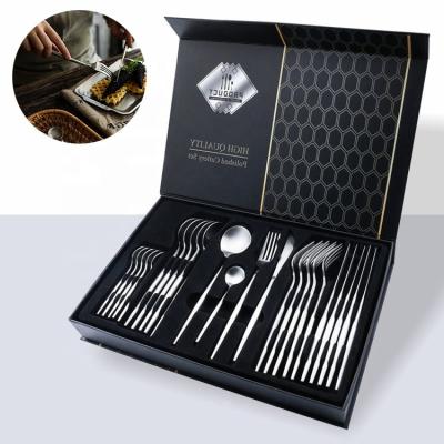 China 2022 Product Ideas Portugal Stainless Steel Cutlery Set 24pcs Gift Box Wedding Silverware 304 Spoon Fork Set Viable Flatware New 18/10 for sale