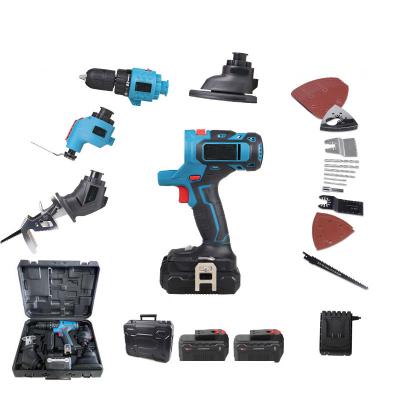 China Newest Factory Price DIY 20V 4 in 1 Machine Tools Kit Set Free Combination 5 PCS Tool Head Electric Drill Jig Saw Combo Sander for sale