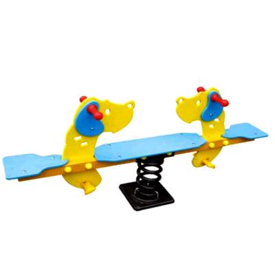 China 2-8years outdoor games high quality adult seesaw for kids cartoon style seesaw plastic metal cute animal designed seesaw for sale