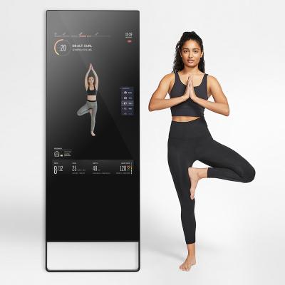 China WIFI Smart Workout Touch Screen Mirror Floor Light Wall Standing Interactive Digital Fitness Magic Mirror for sale