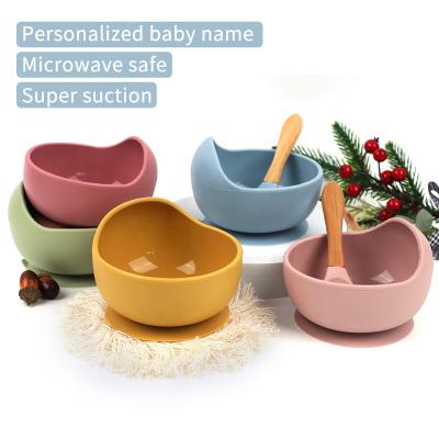 China Tableware Bpa Free 100% Safe Food Grade Learning Dishes Silicone Baby Feeding Bowl for sale