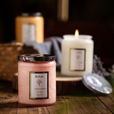 China Birthdays The Last Scented Wax Glass Romantic Scented Party Gift Soy Candle Embossed Candle for sale