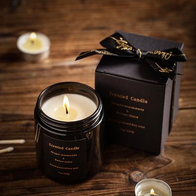 China Birthdays Black Scented Glass Jar Candle Gifts Atmosphere Candles Romantic Scented Jars Candle for sale