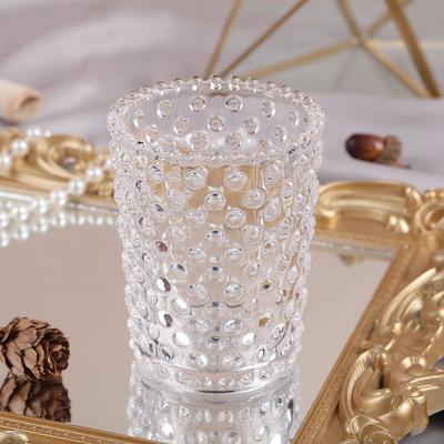 China Home Decoration Round Transparent Luxury Custom Clear Glass Container Candle Jar for sale