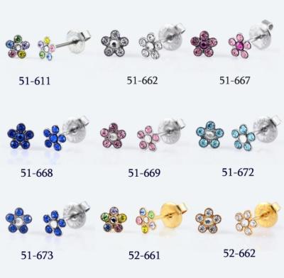 China FASHIONABLE Disposable Earring Flower Zircon 316L Stainless Steel Safety Gun Piercing Earrings for sale