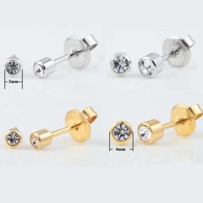 China FASHION Mixed Colors 12 Pairs 4mm/3mm Birthstone Surgical Steel Stud Earrings Studs Ear Piercing for sale