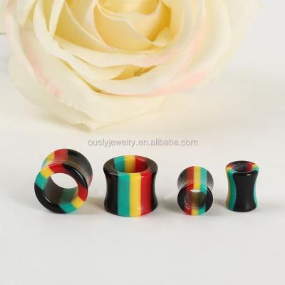 China Stainless Steel Acrylic Ear Gauge Plugs Double Flare Tunnel Body Piercing Jewelry for sale