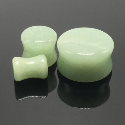 China Delicate Fancy Stainless Steel Ear Tunnel Plugs With Green Stone Wholesale for sale