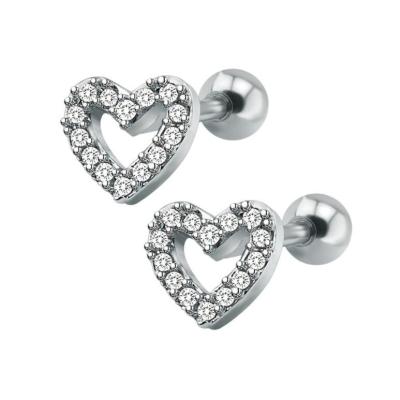 China Stainless Steel Fashion Jewelry Cartilage Ear Stud Stainless Steel Heart Piercing Tragus for sale