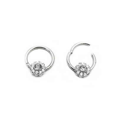 China Fashion Stainless Steel Flower Segment Clicker Ring Hoop Ear Lip Septum Seamless Hinged Puncture for sale