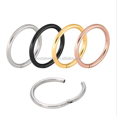 China New Surgical Stainless Steel Fashion Septum Segment Clicker Hinged Nose Ring for sale