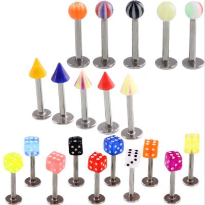 China Hot Sales Stainless Steel Labret Piercing Colored Dies Lip Rings Wholesale for sale